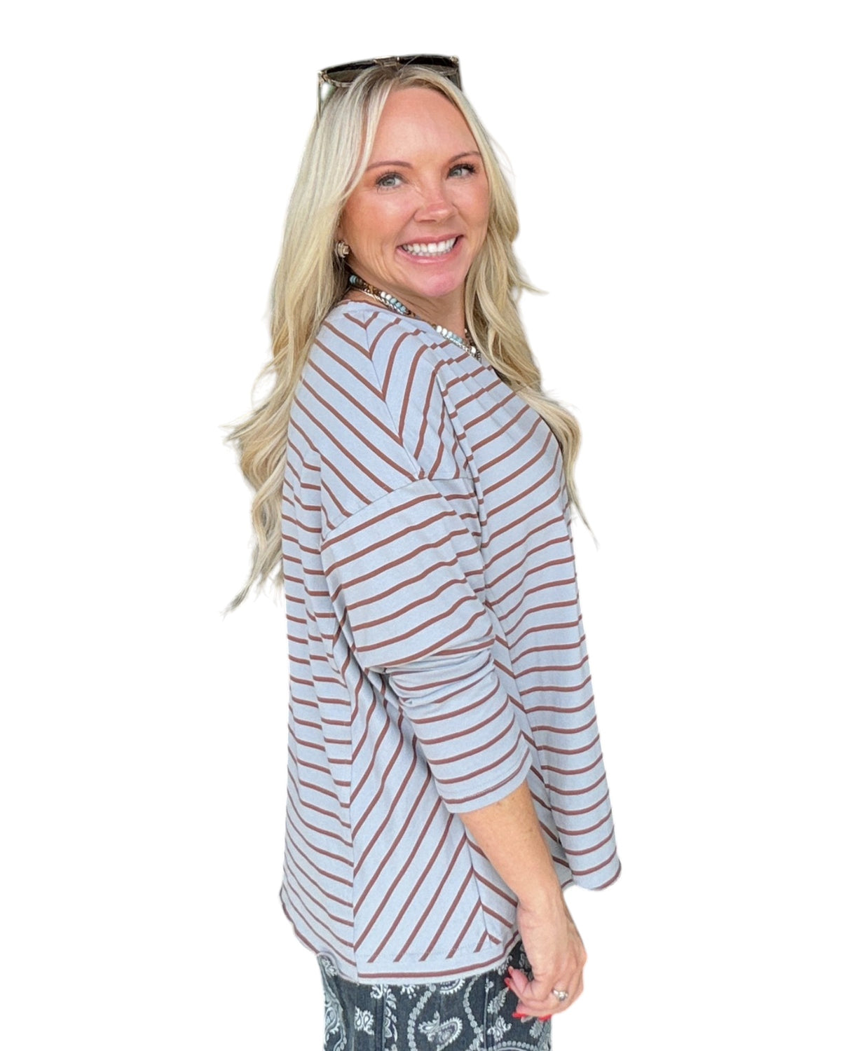 Just My Stripe Top - Blue