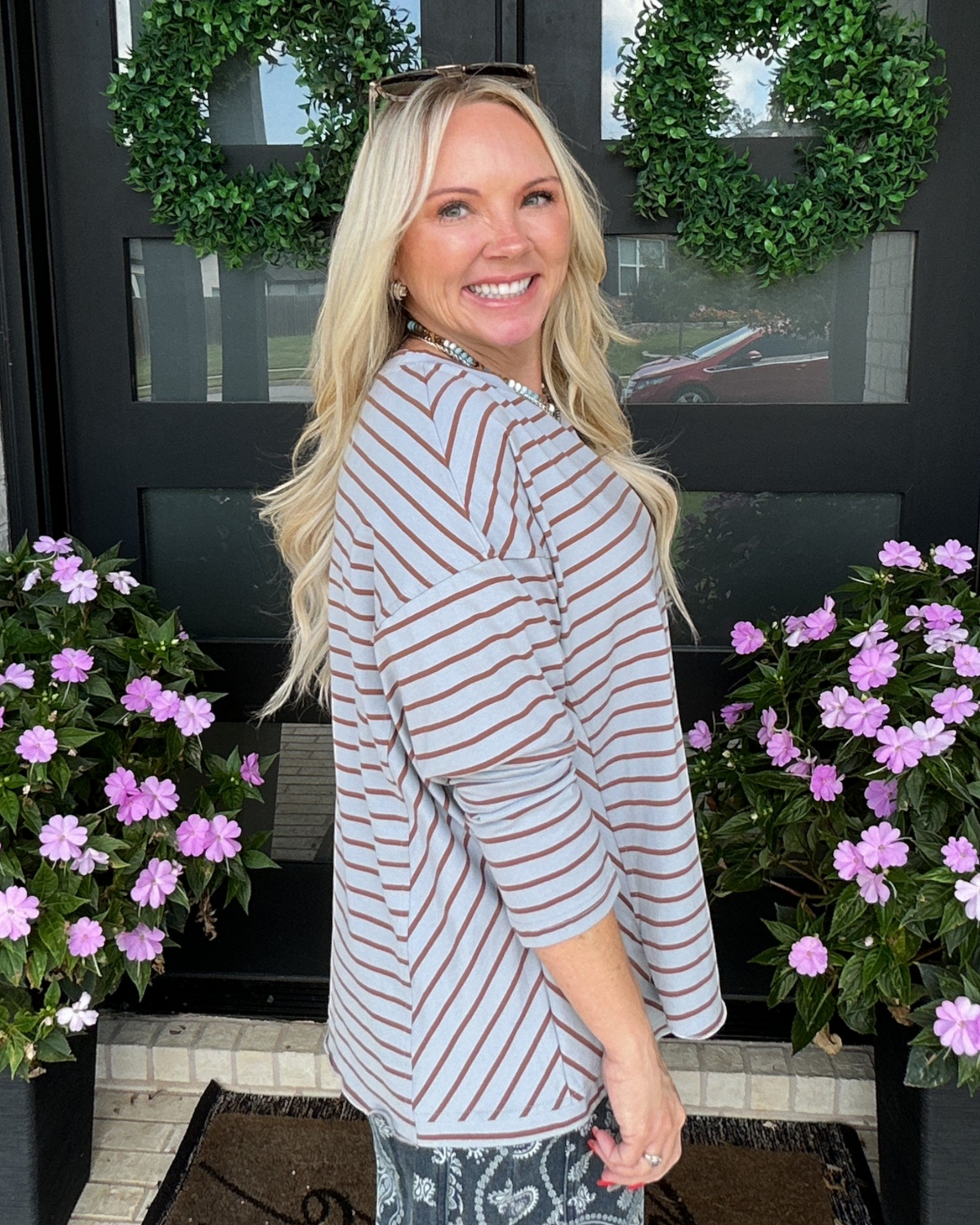 Just My Stripe Top - Blue