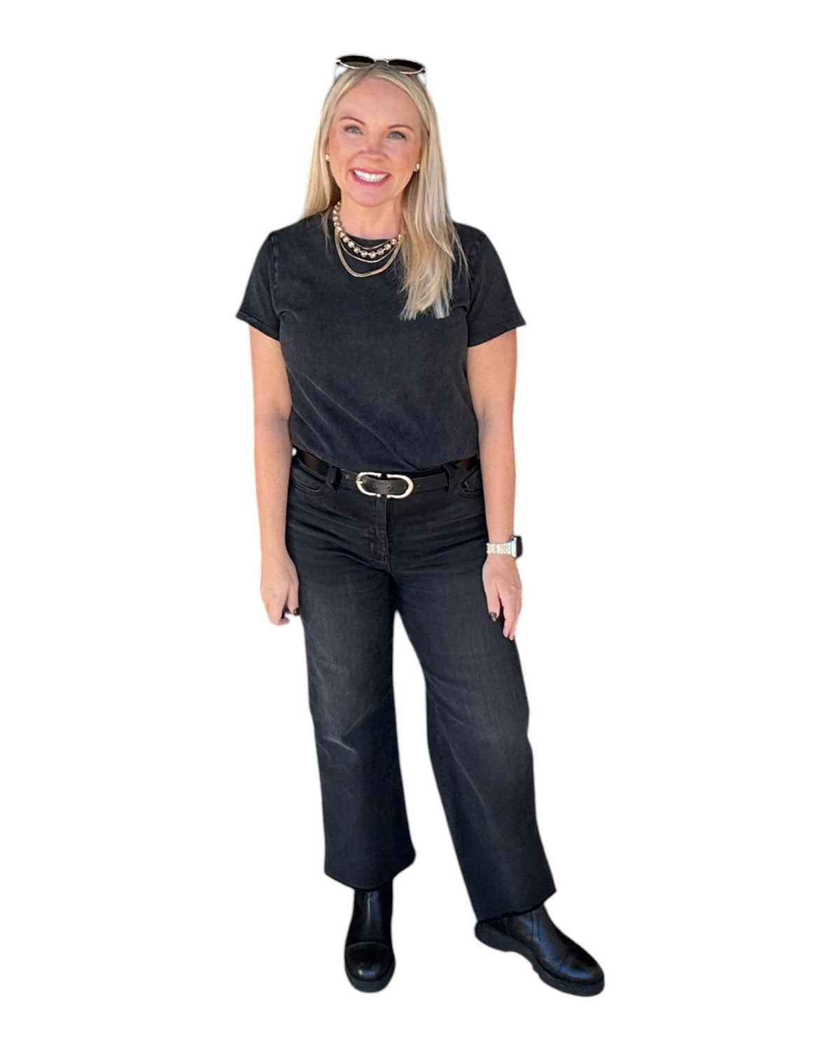 Maren Slim Wide Leg Jean - Washed Black