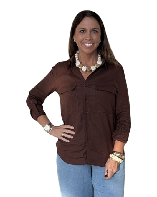 Espresso Button Down