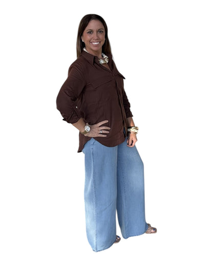 Espresso Button Down