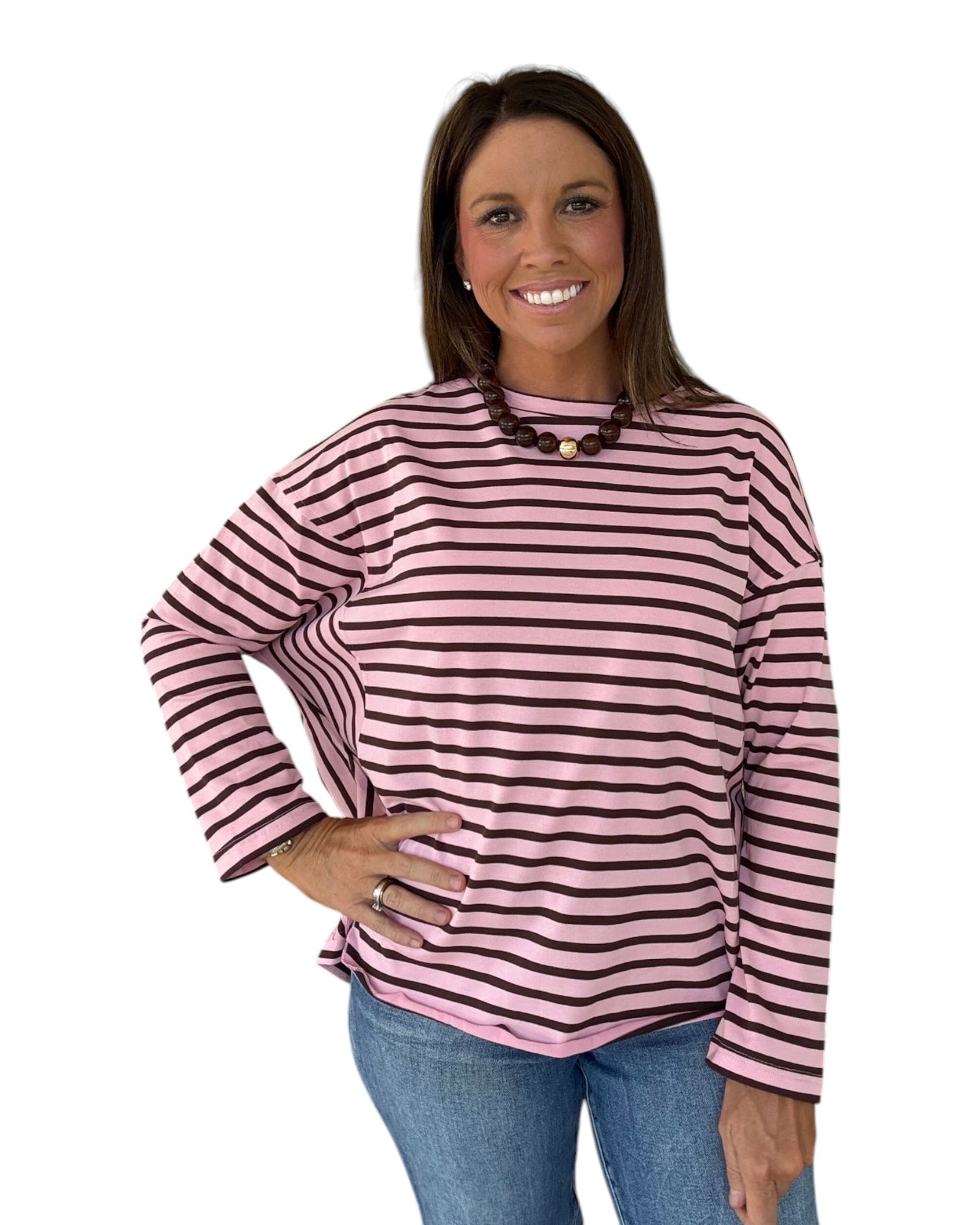 Just My Stripe Top - Pink