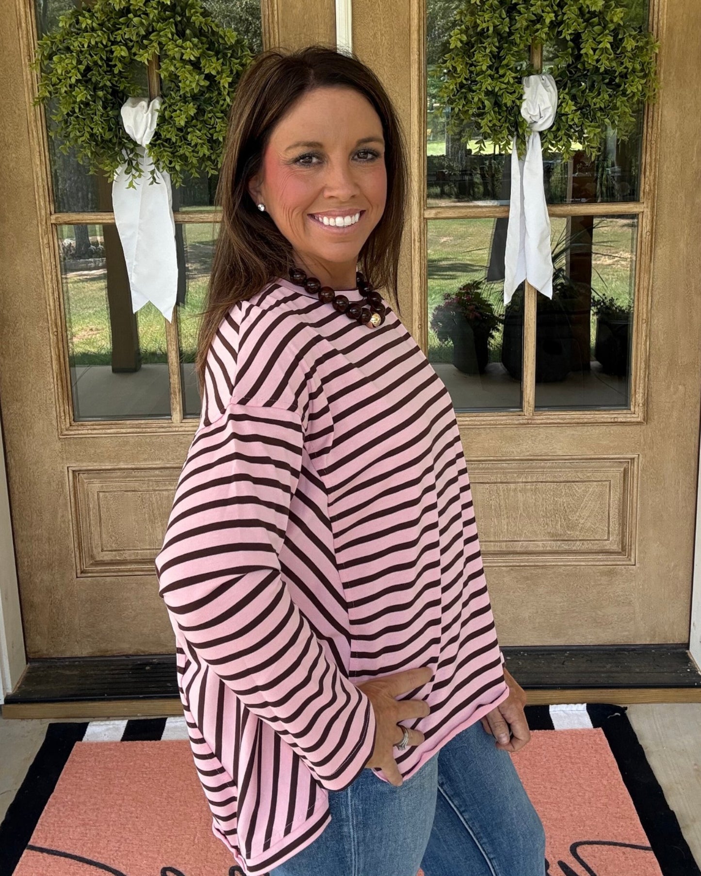 Just My Stripe Top - Pink
