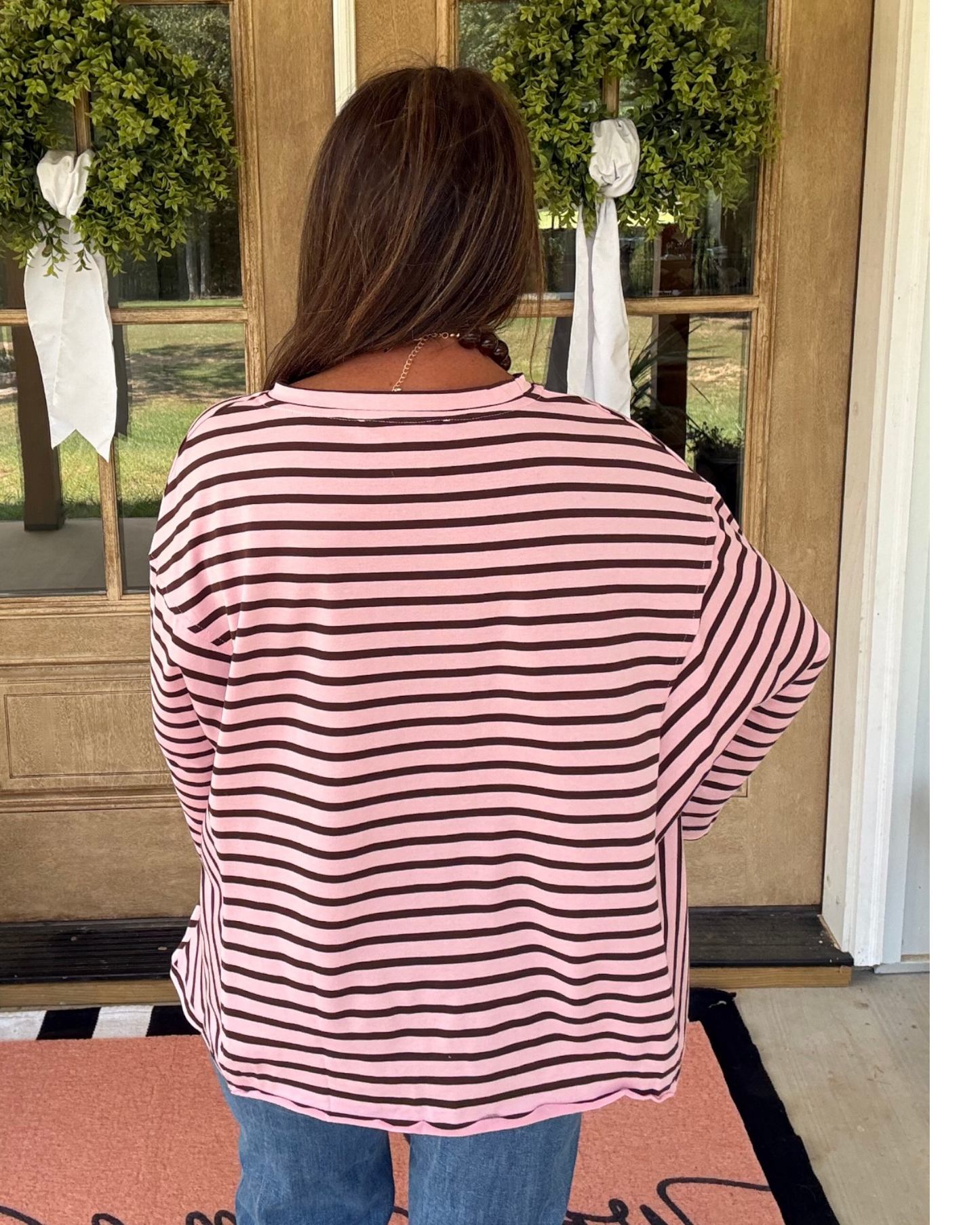 Just My Stripe Top - Pink