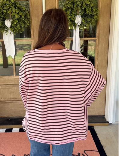 Just My Stripe Top - Pink