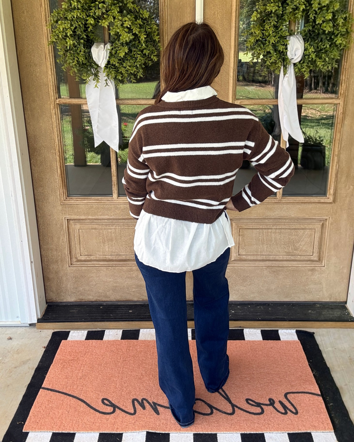 Stripe Right Cardigan - Chocolate