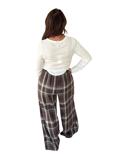 Nineties Noise Plaid Pants - Brown