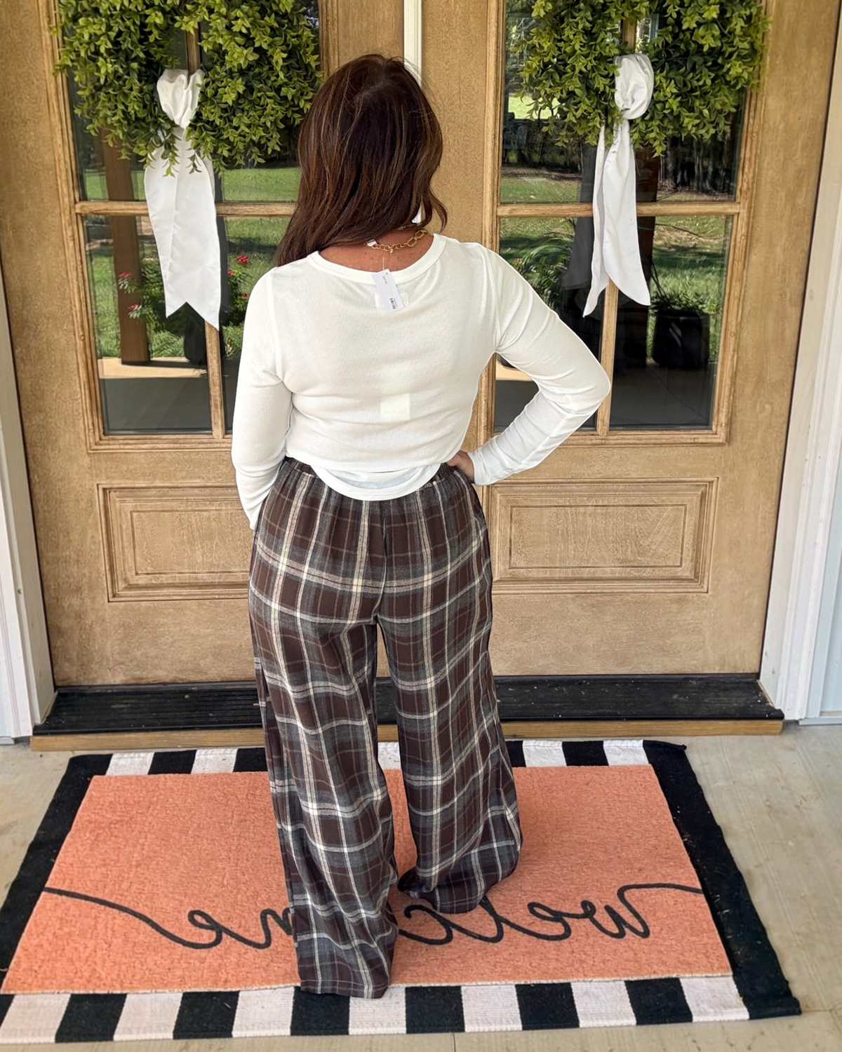 Nineties Noise Plaid Pants - Brown