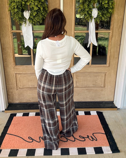 Nineties Noise Plaid Pants - Brown