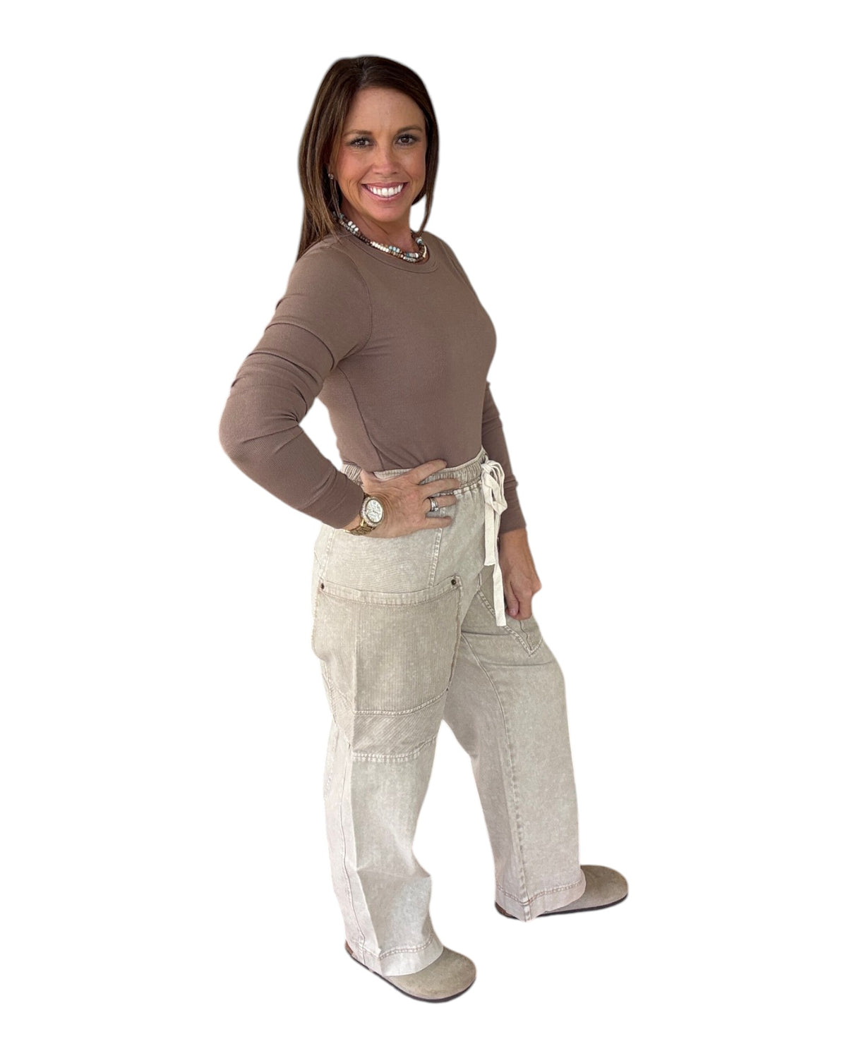 Stacy Long Sleeve Top - Mocha