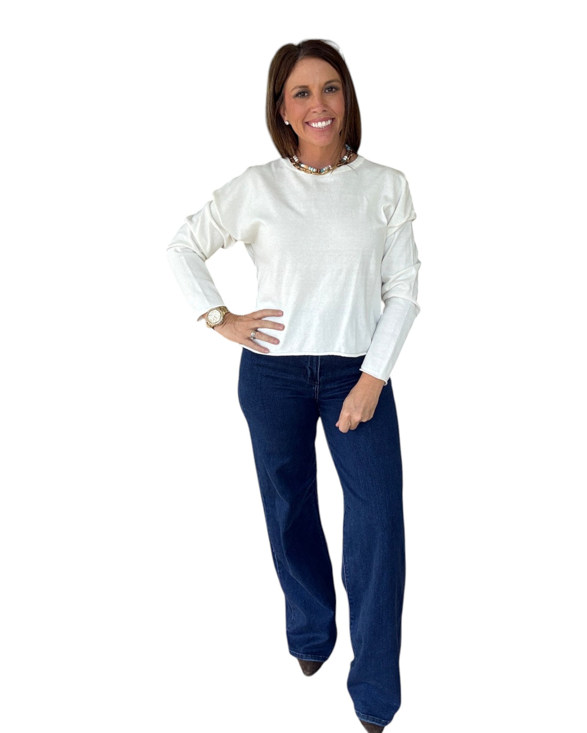 Audrey High Rise Wide Leg Jeans - Dark Denim