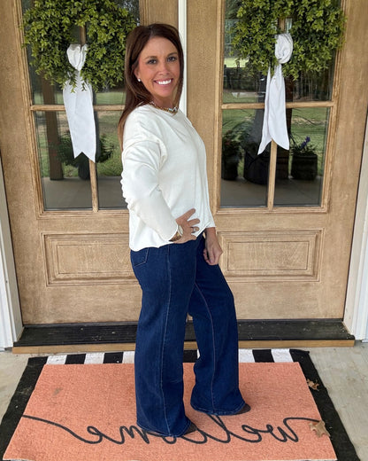 Audrey High Rise Wide Leg Jeans - Dark Denim