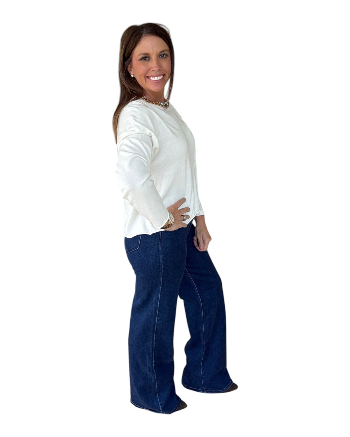 Audrey High Rise Wide Leg Jeans - Dark Denim