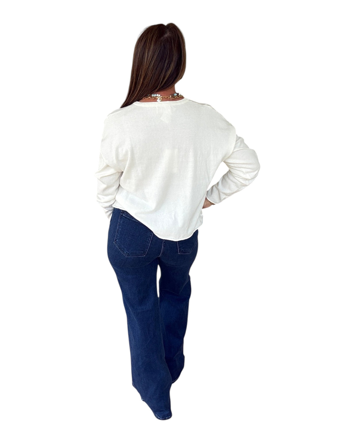 Audrey High Rise Wide Leg Jeans - Dark Denim