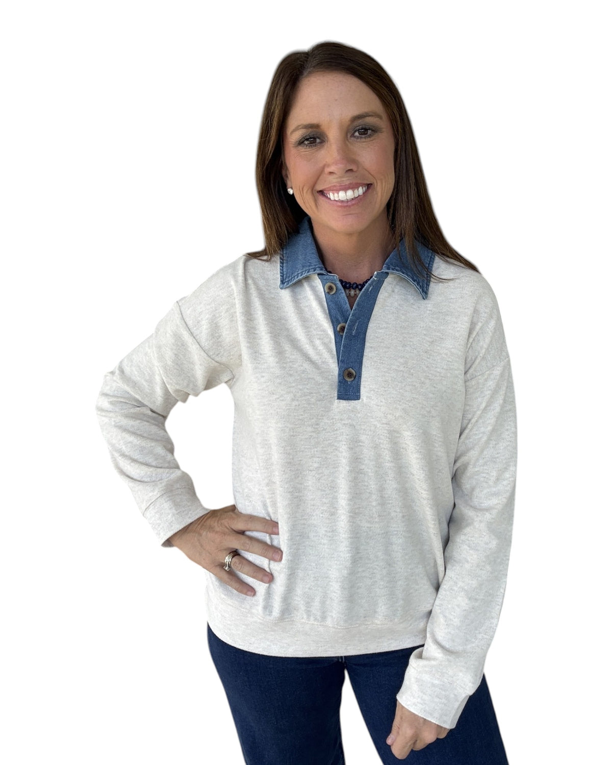 Riley Denim Collar Pullover