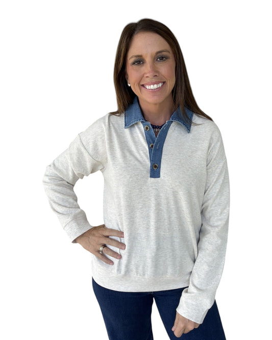 Riley Denim Collar Pullover