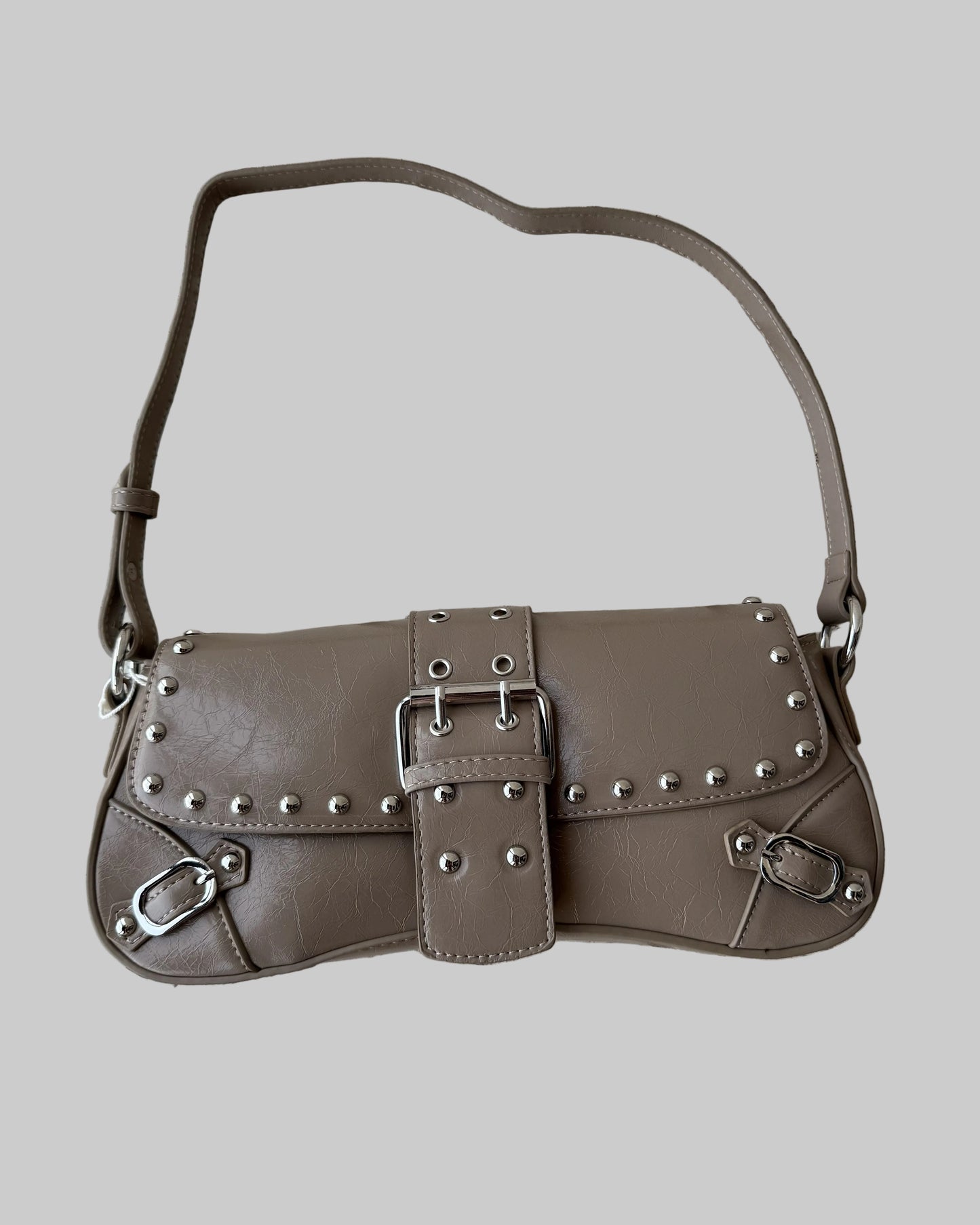 Studded Buckle Shoulder Bag – Taupe