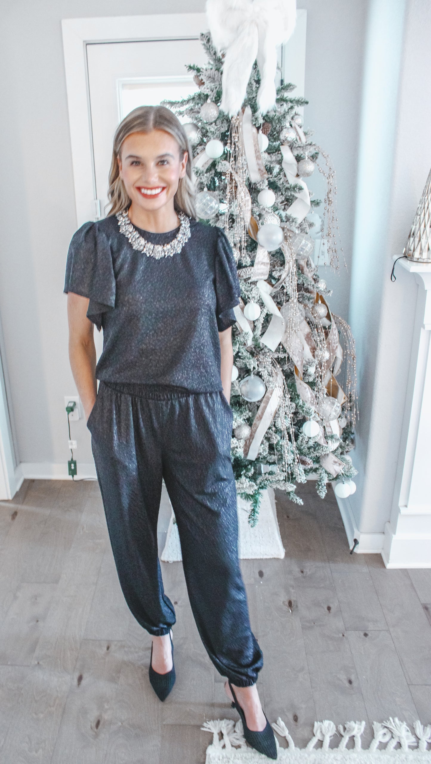 The Luxe Lounge Joggers - Black Shimmer