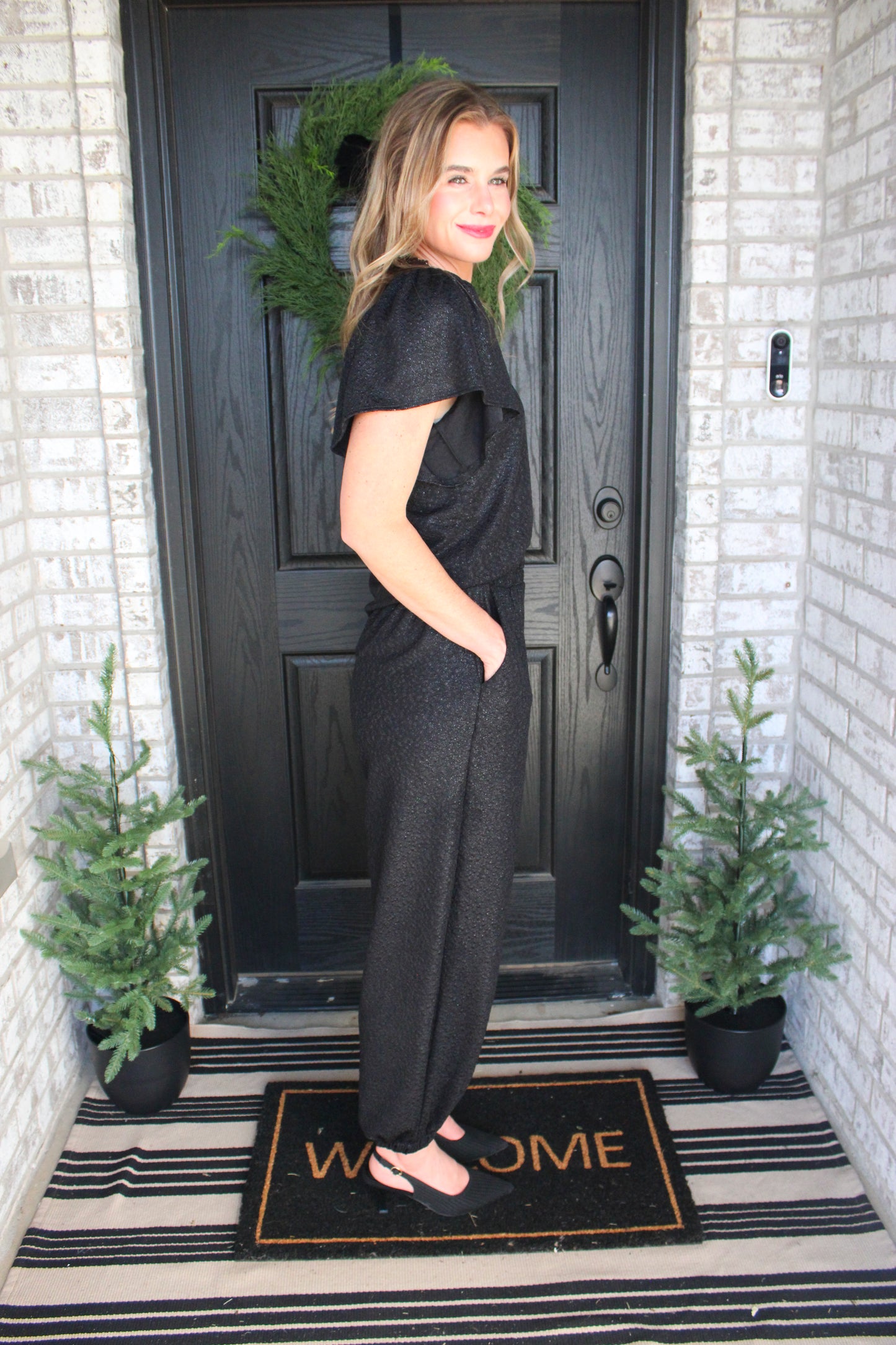 The Luxe Lounge Joggers - Black Shimmer