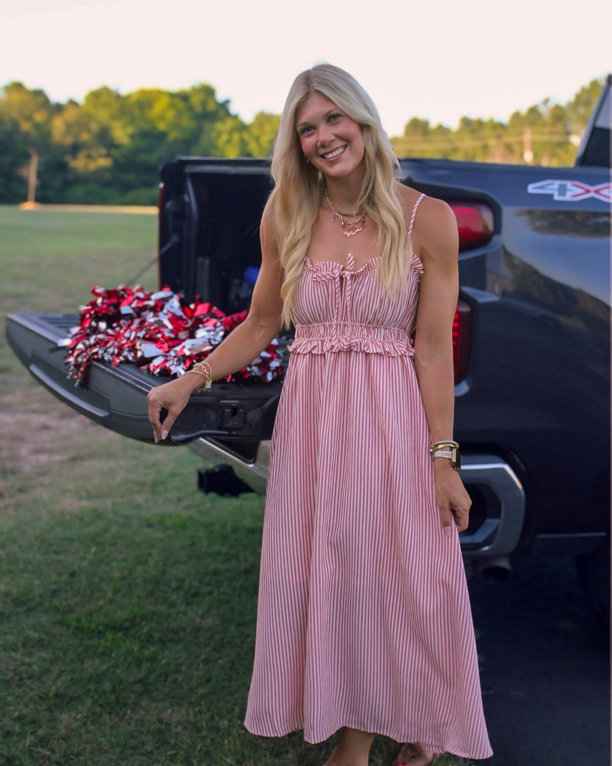 Ruffle Keyhole Midi Dress