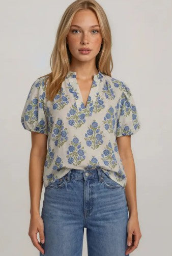 Garden Floral Puff Sleeve Blouse