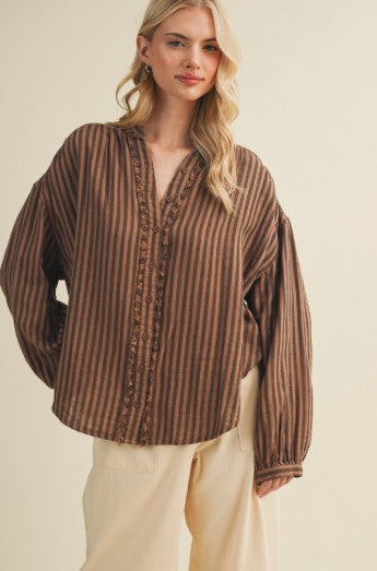 The Sienna Fray Top - Mocha