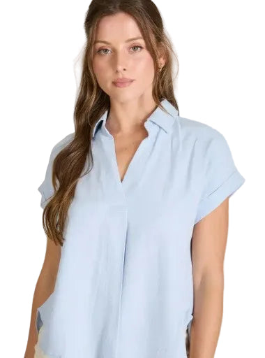Split Neck Linen Blouse