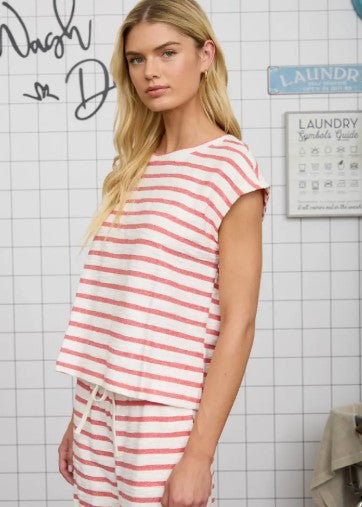Stripe Knit Lounge Top - Red