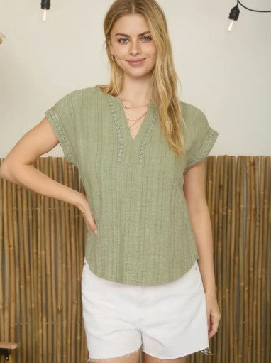 Olive Textured Blouse
