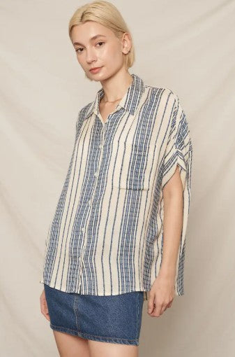 Striped Breeze Button Down - Purple