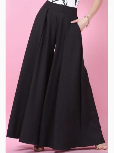 Wide Leg Palazzo Pants - Black