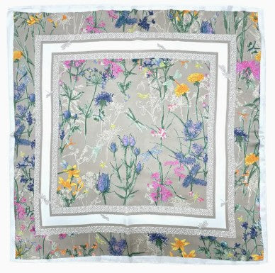 Flower Border Print Square Scarf