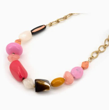 Mixed Stone Bead Chain Necklace