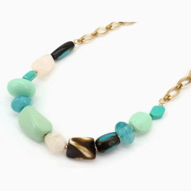 Mixed Stone Bead Chain Necklace
