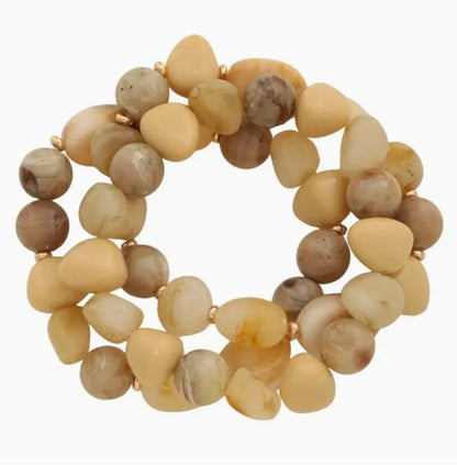 Multi Marble Stone Beaded Bracelet Set