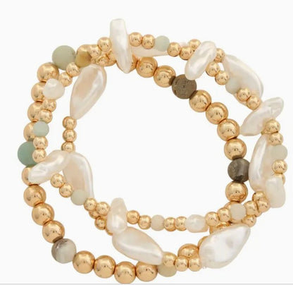 Pearl Bead Bracelet Set