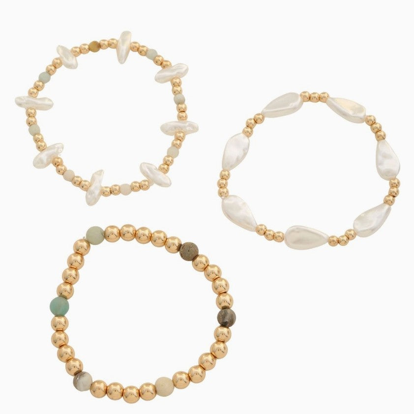 Pearl Bead Bracelet Set