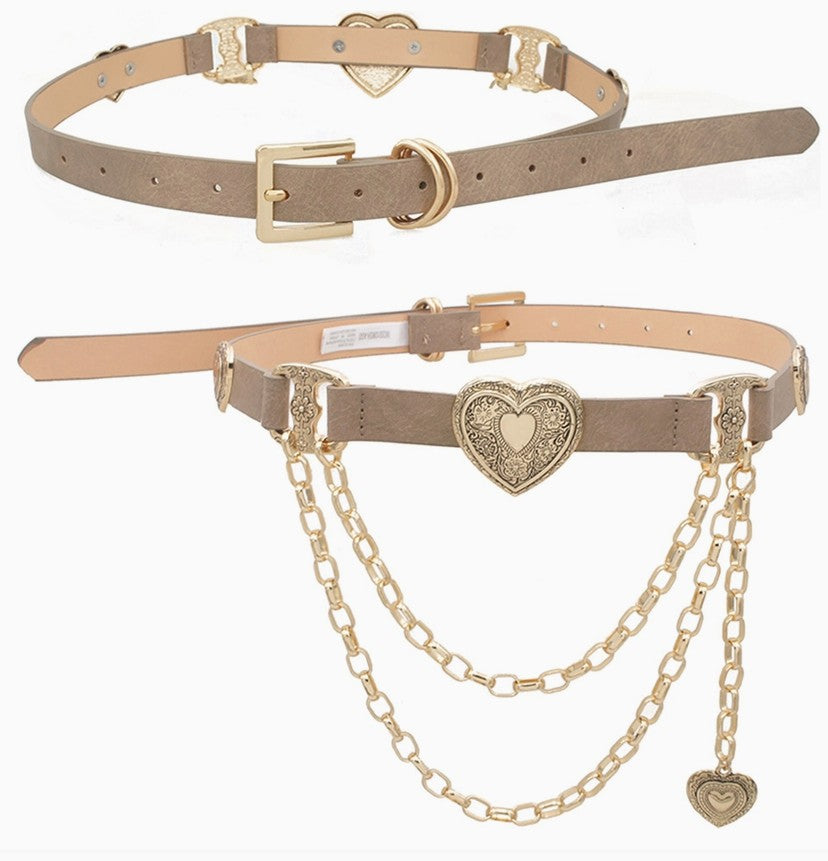 Vintage Heart Charm Belt