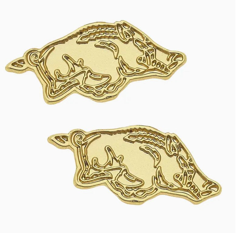 Arkansas Razorbacks 24K Gold Plated Stud Earrings