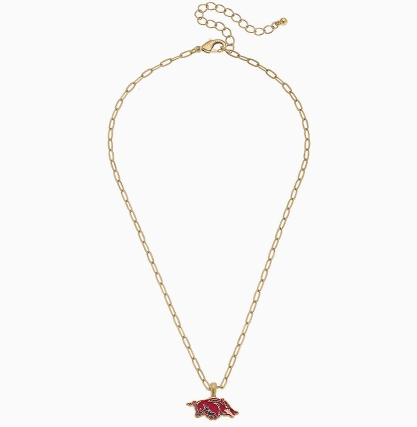 Arkansas Razorbacks Enamel Pendant Necklace