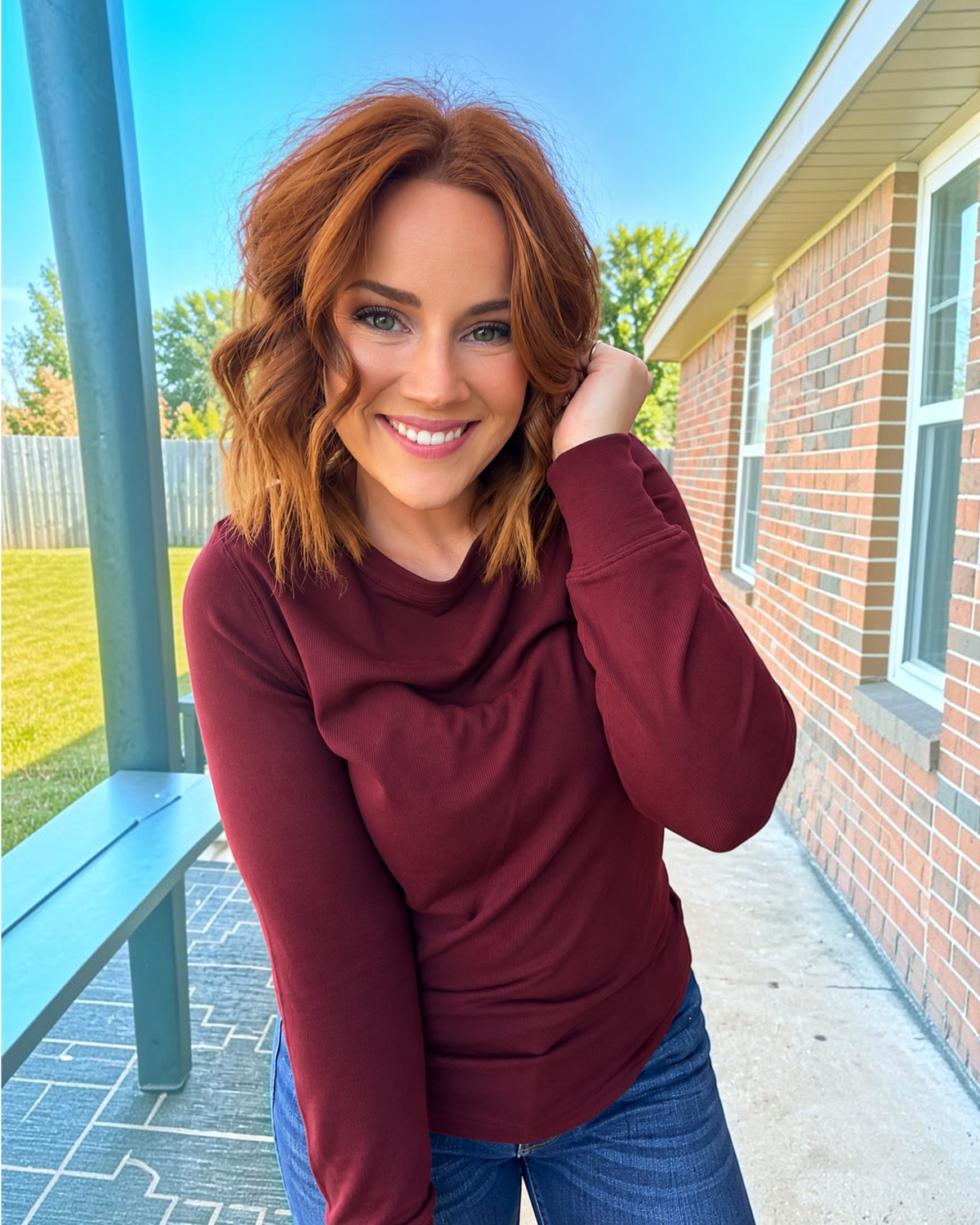 Stacy Long Sleeve Top - Plum