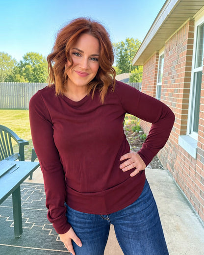 Stacy Long Sleeve Top - Plum