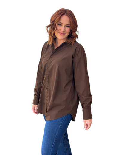 Boyfriend Button Down - Chocolate