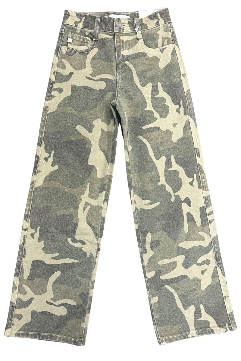 High Rise Camo Wide Leg Jeans