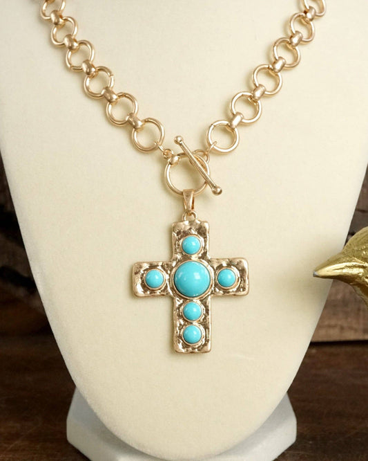 Rustic Radiance Cross Necklace