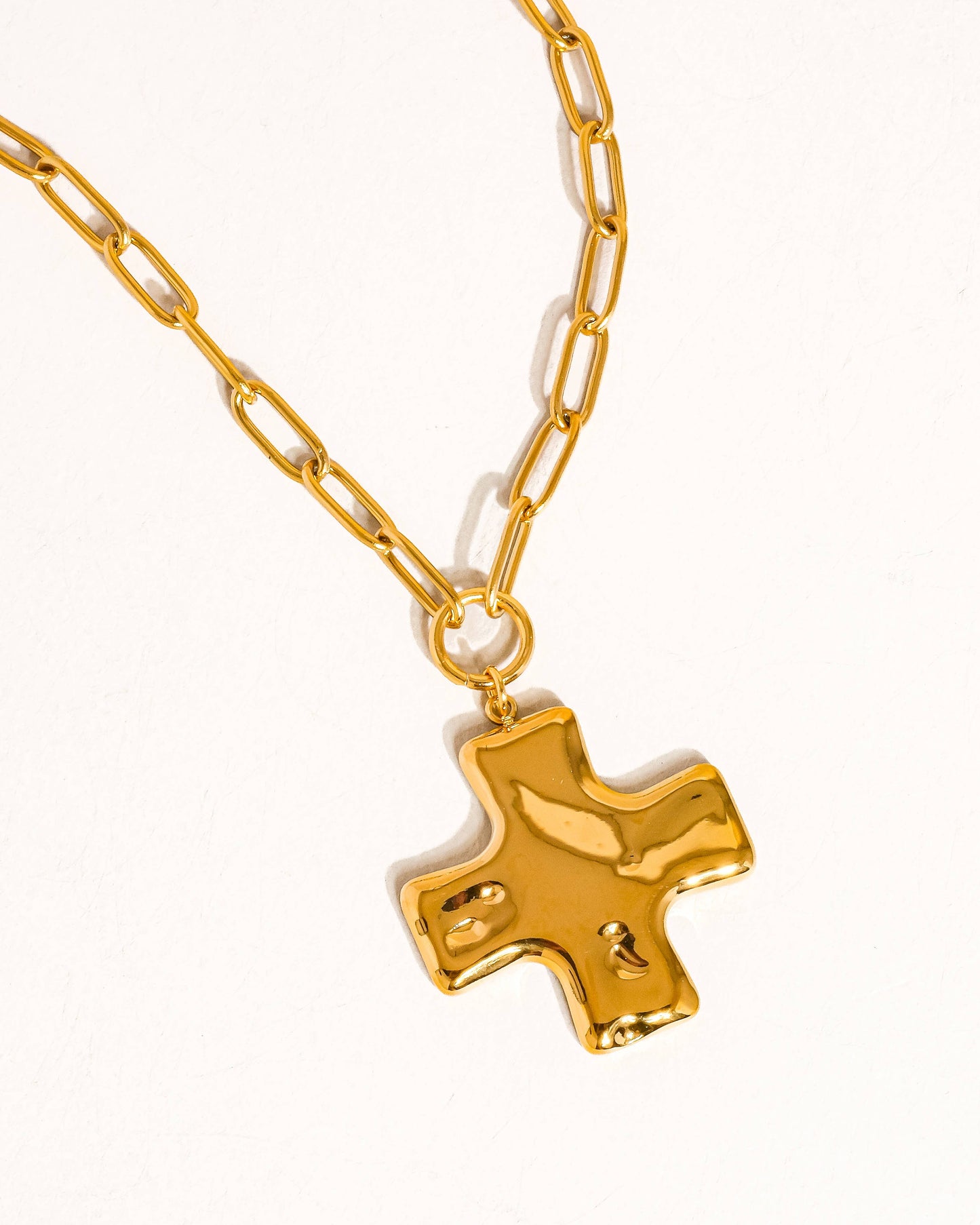 Golden Ember Cross Necklace