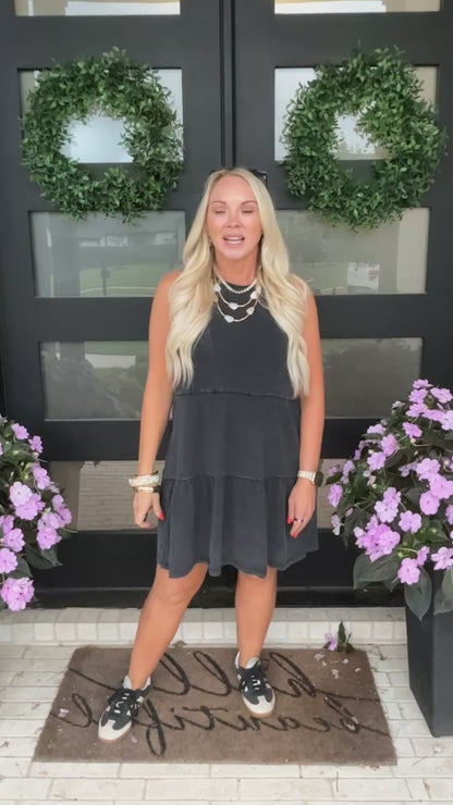 Sleeveless Crewneck Tiered Mini Dress
