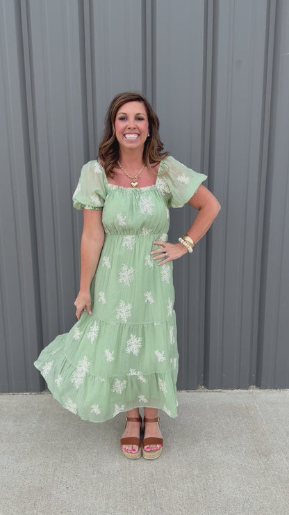 Garden Blessings Embroidered Midi Dress