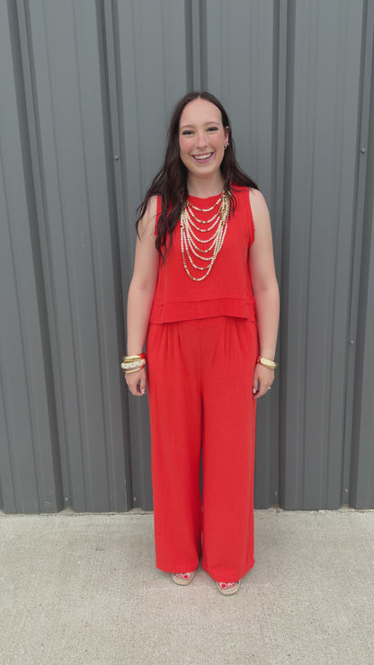Sunset Orange Wide-Leg Set