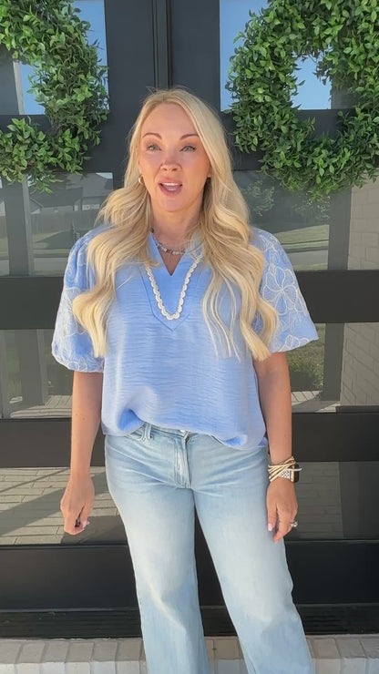 Contrast Bloom Top - Blue